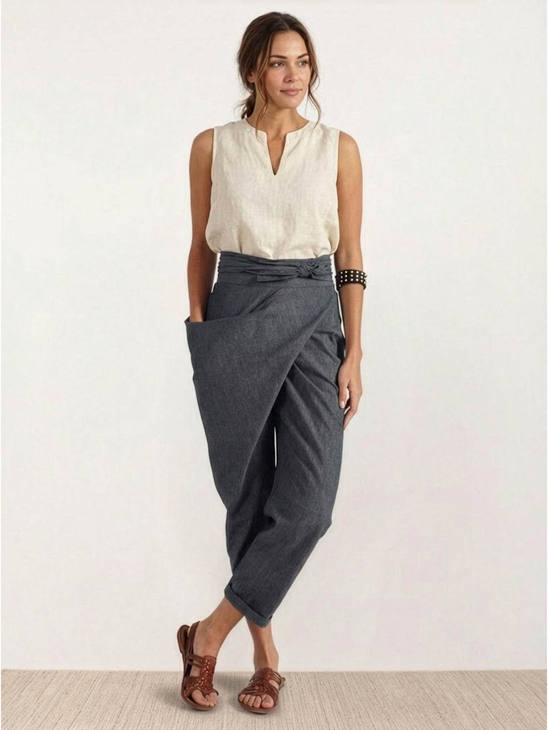 Fitted High Waist Slim Crop Pants for Women