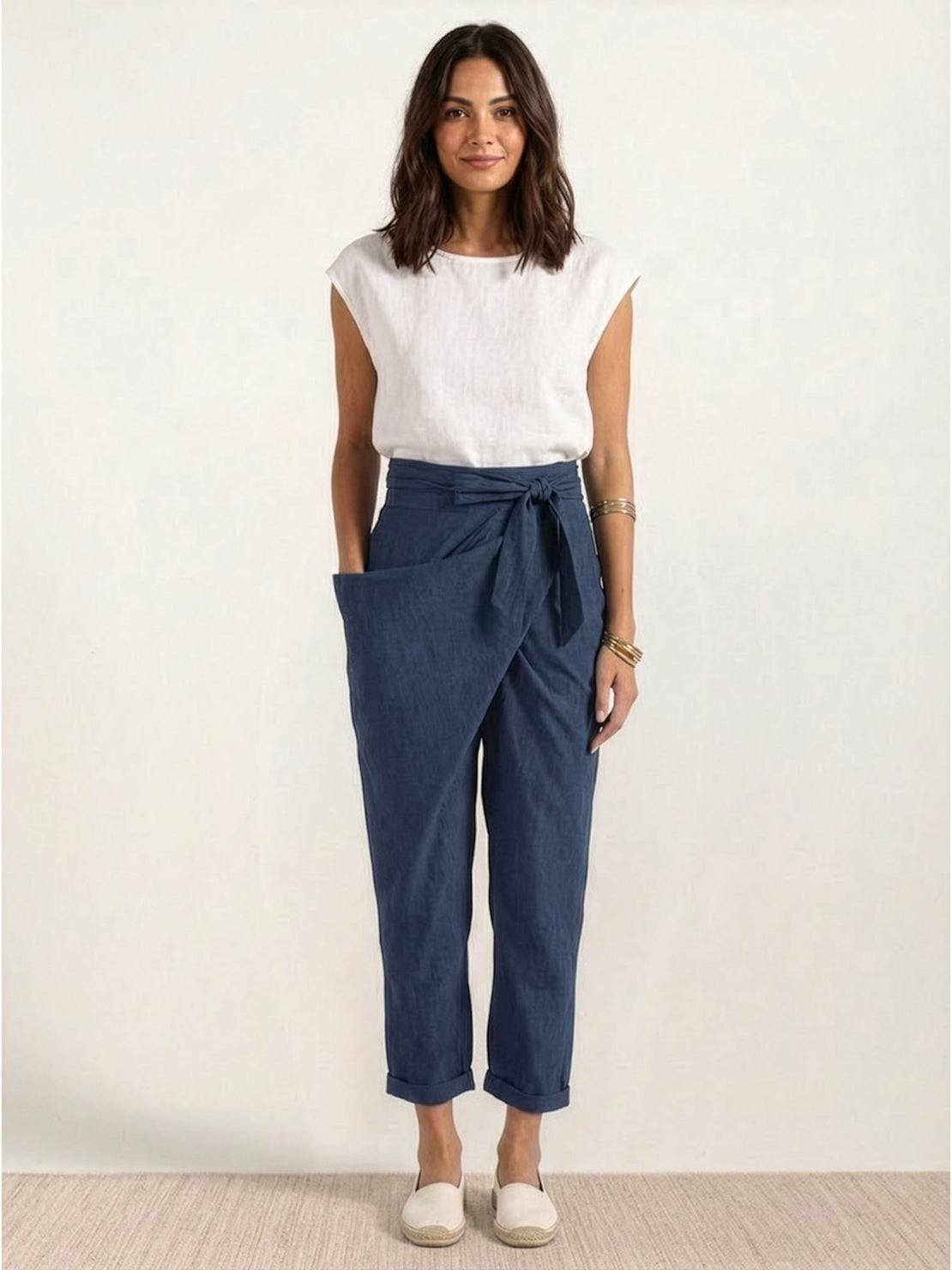 Fitted High Waist Slim Crop Pants for Women