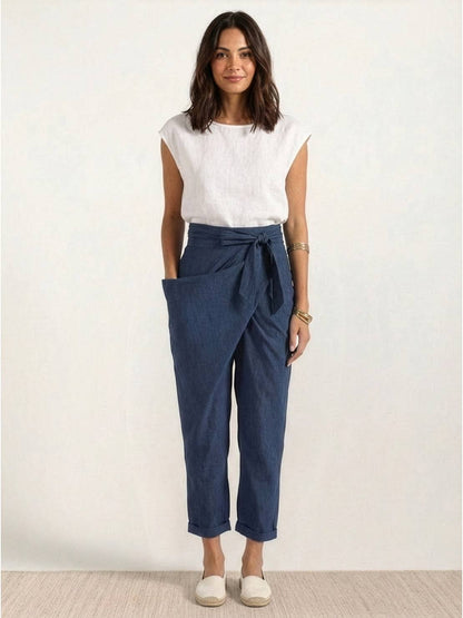Fitted High Waist Slim Crop Pants for Women