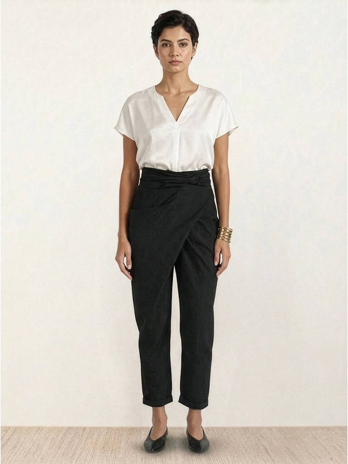 Fitted High Waist Slim Crop Pants for Women
