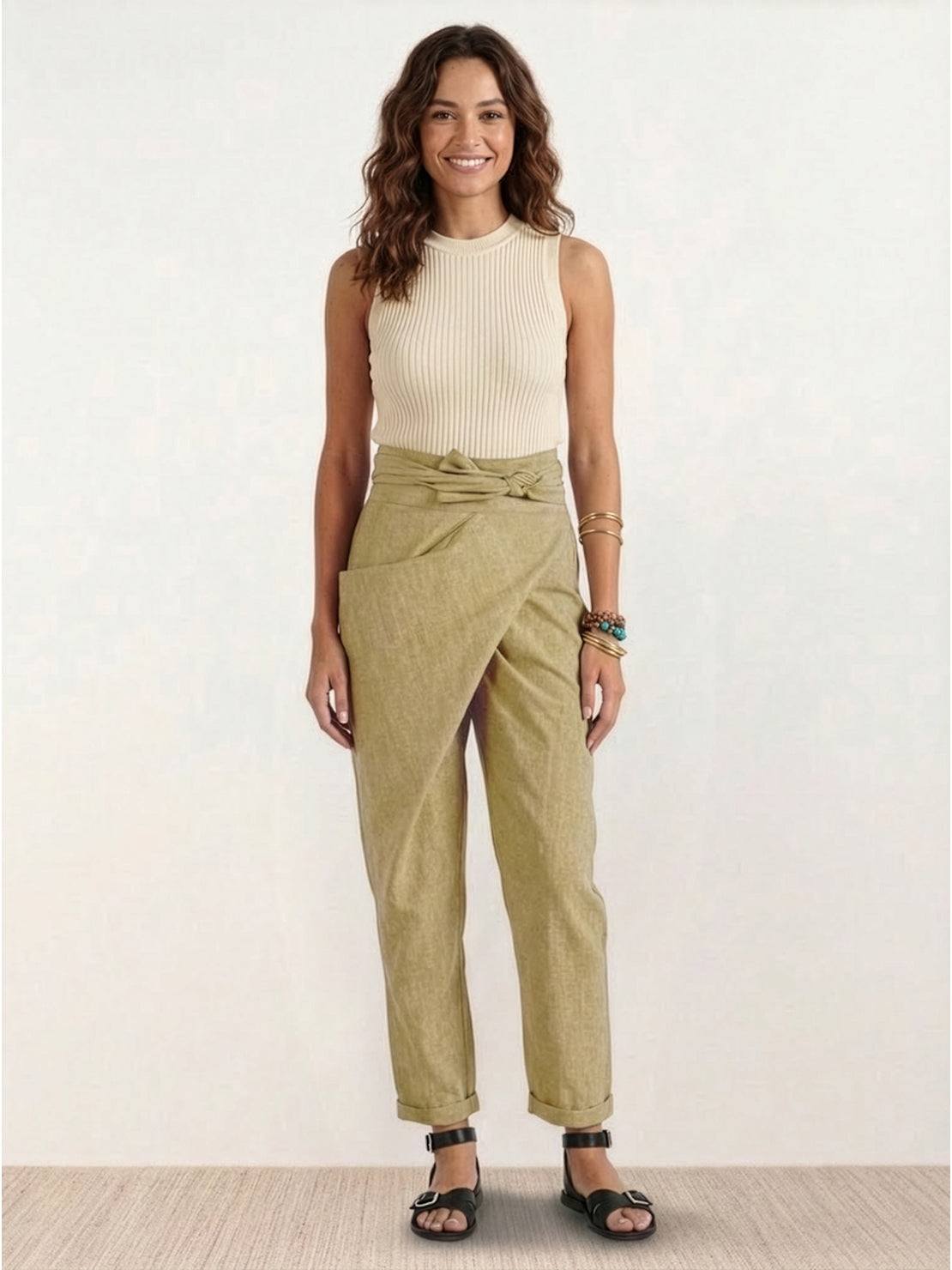 Fitted High Waist Slim Crop Pants for Women