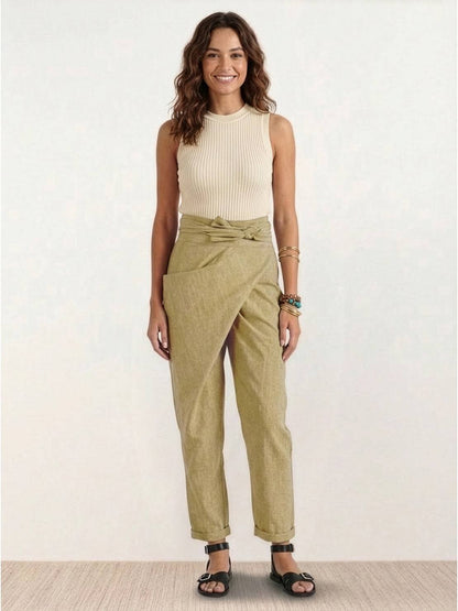 Fitted High Waist Slim Crop Pants for Women
