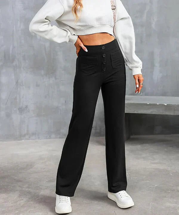 Women's Straight Leg Elastic Pants High Waist