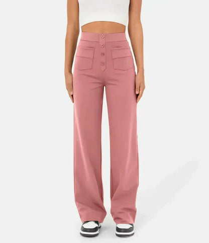 Women's Straight Leg Elastic Pants High Waist Casual