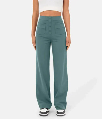 Women's Straight Leg Elastic Pants High Waist Casual - VibreMode