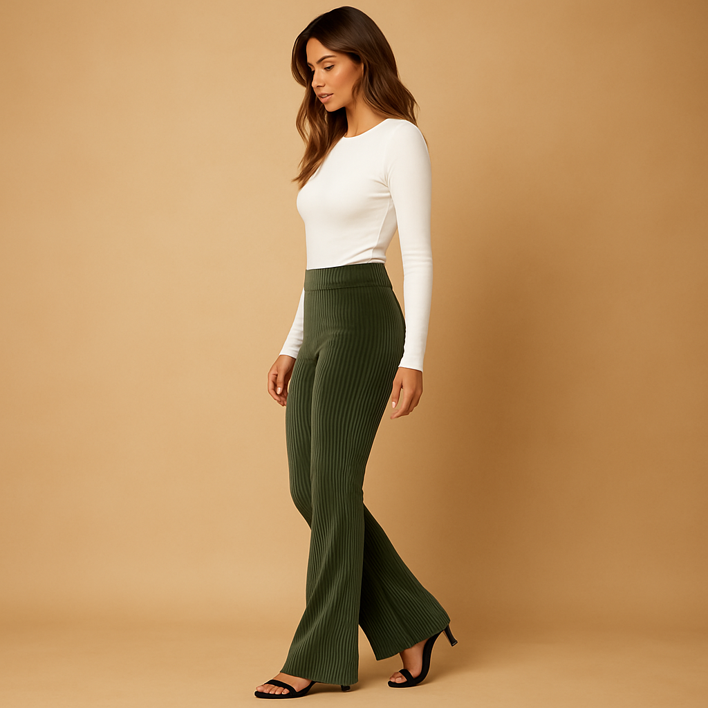 Women's Wide Leg Corduroy High Waist Pants - VibreMode