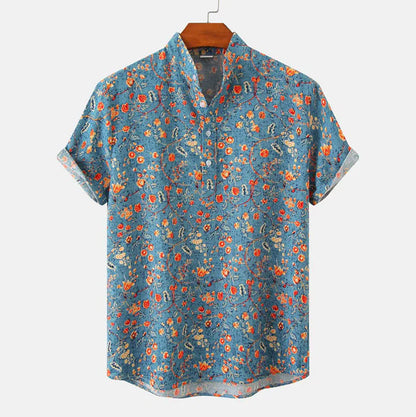 Kenneth Men's Printed Henley Cotton Shirt