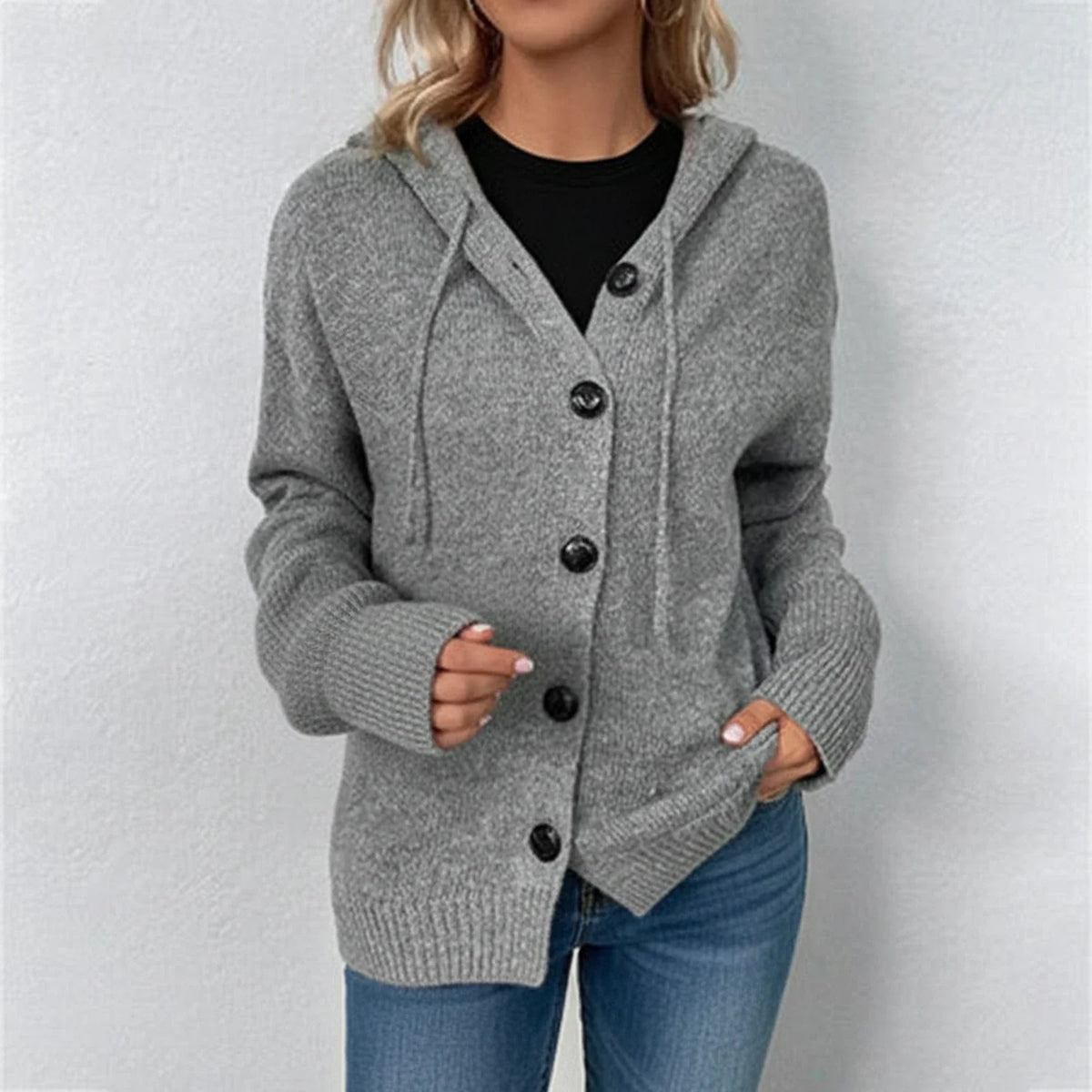 Women's Hooded Knit Cardigan - VibreMode