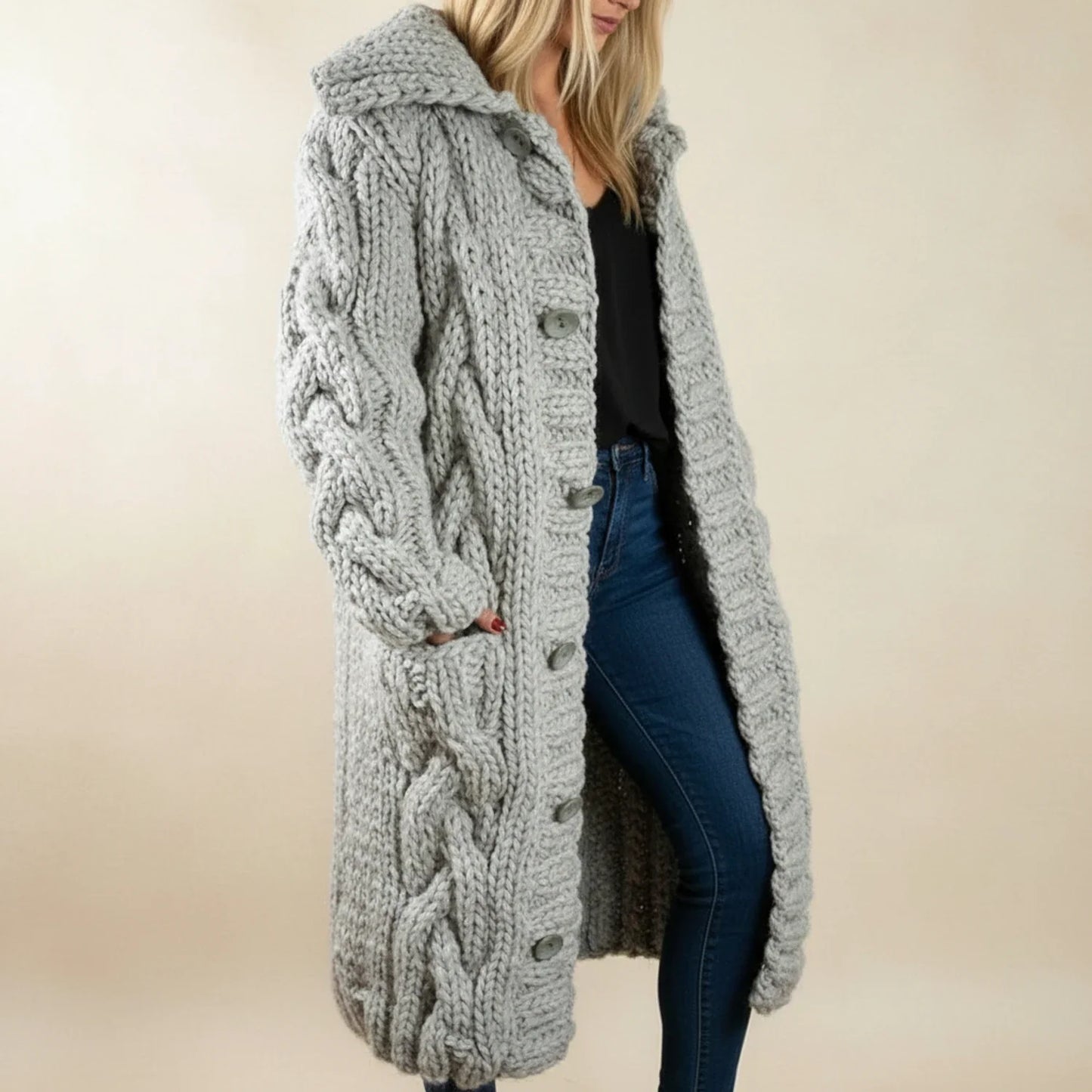 Women's Hooded Long Winter Cardigan