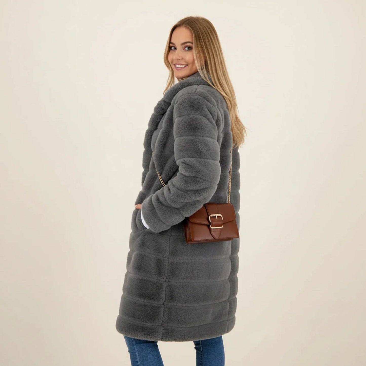 Women's Longline Teddy Coat Hooded Winter - VibreMode