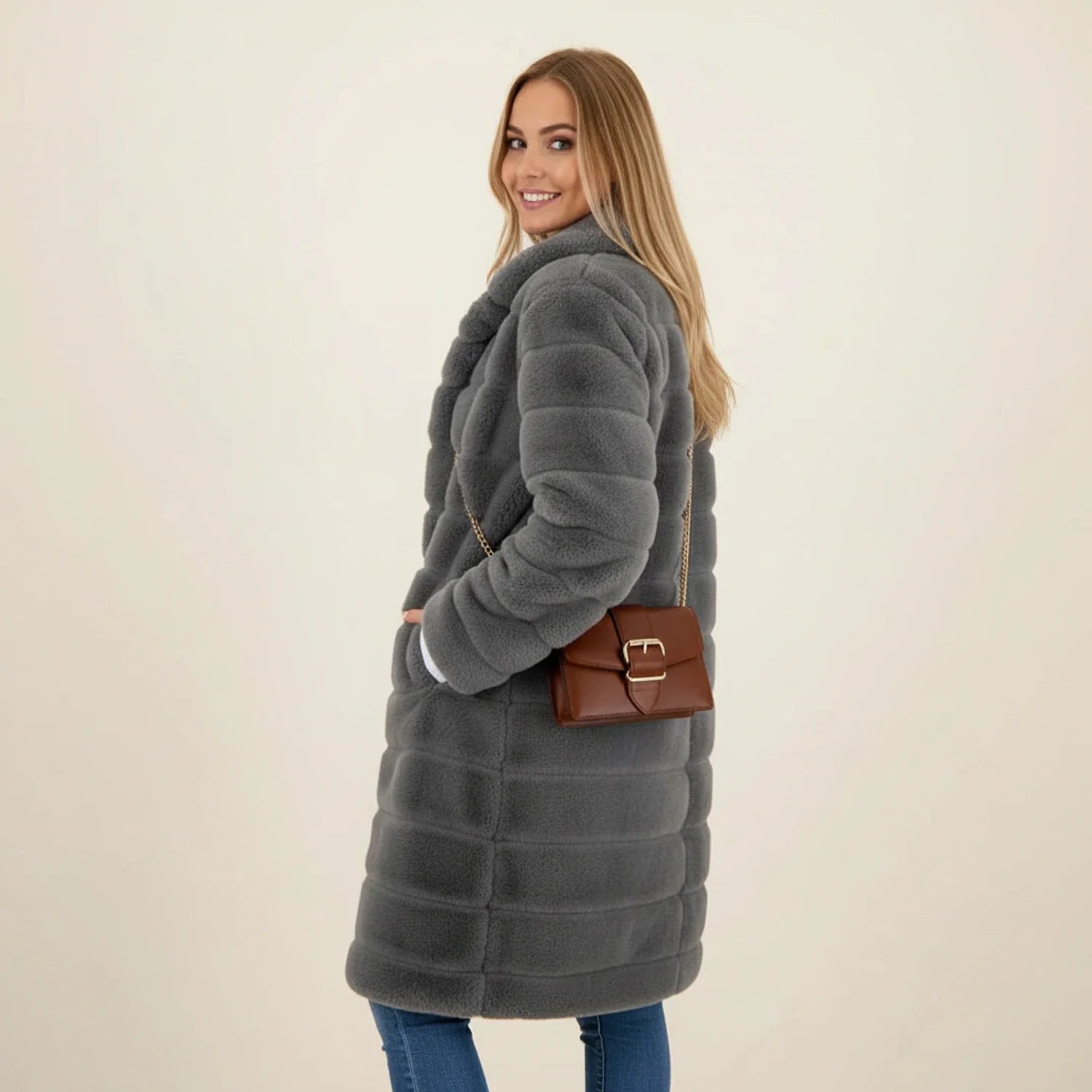 Women's Longline Teddy Coat Hooded Winter - VibreMode