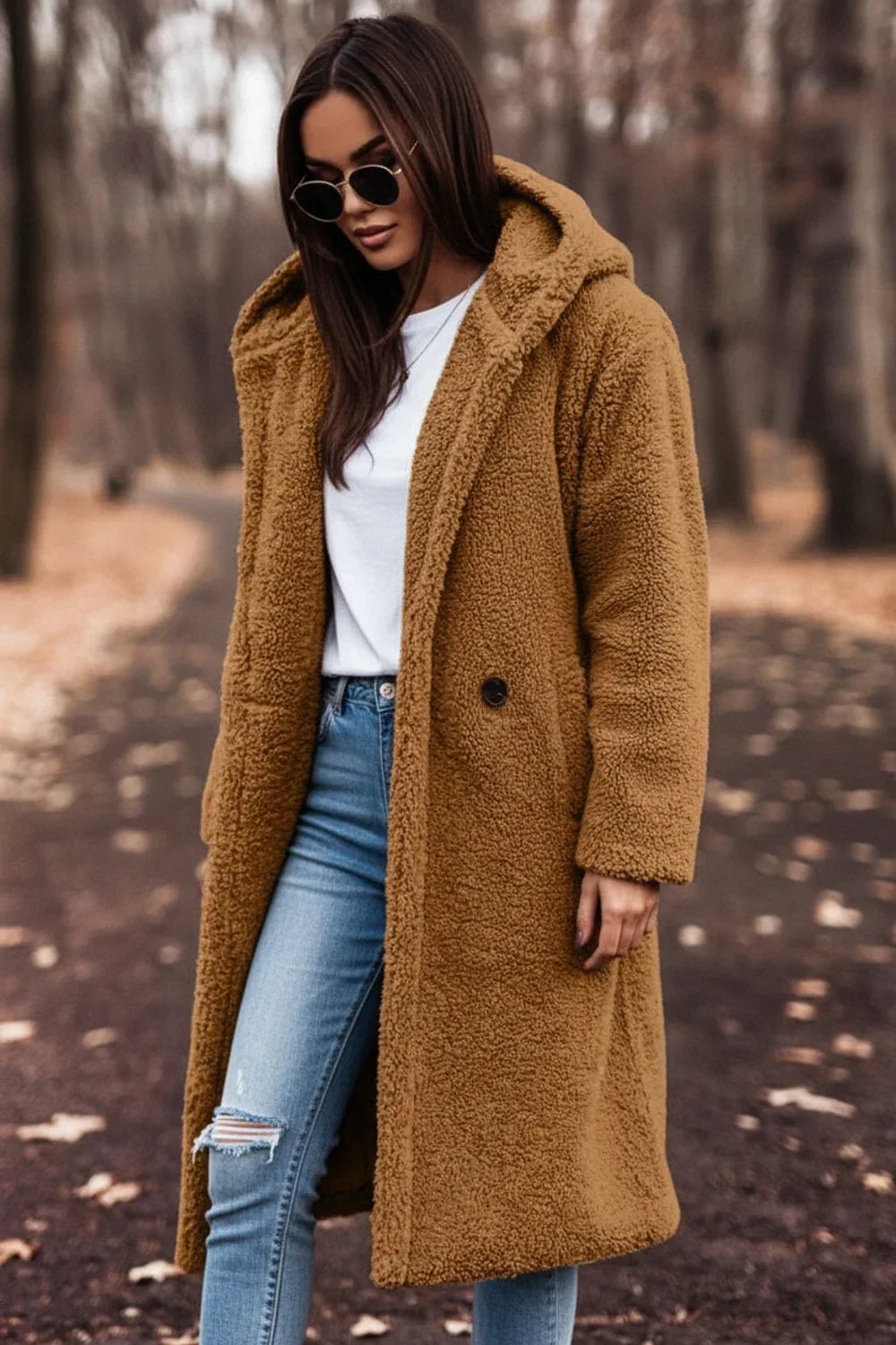 Hooded Teddy Coat for Women AI replaced image