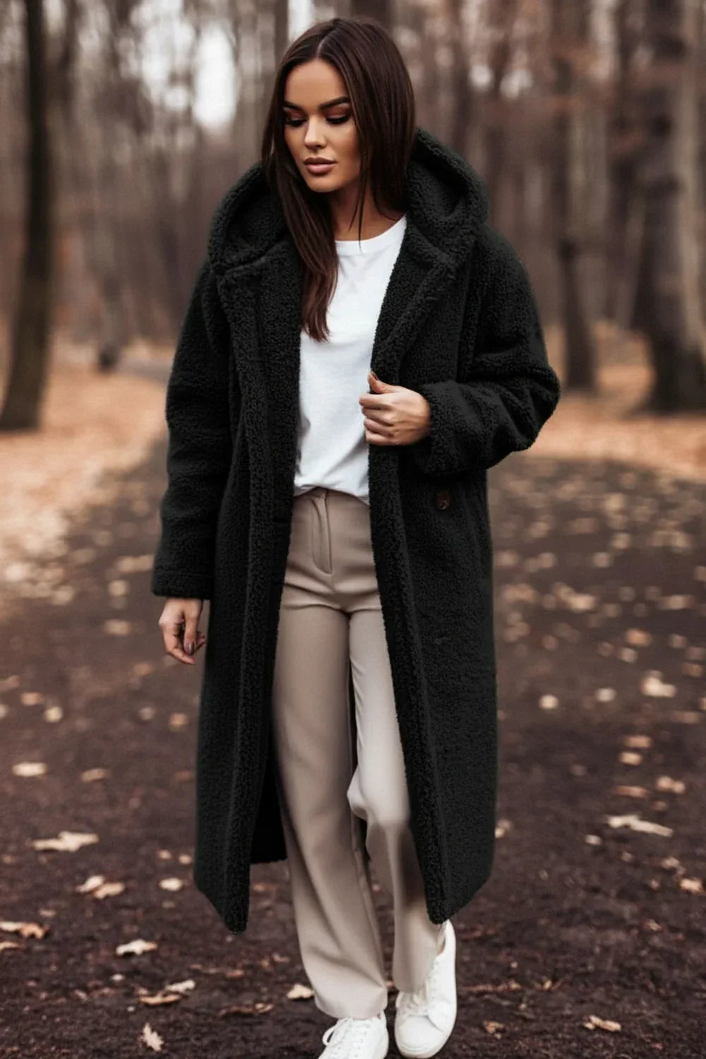 Hooded Teddy Coat for Women AI replaced image