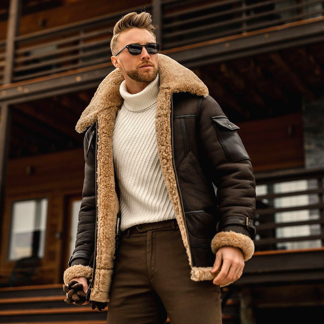 Hudson Men's Shearling Aviator Jacket - VibreMode