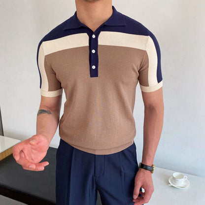 Image of Hugh | Men's Color Block Short Sleeve Polo Shirt