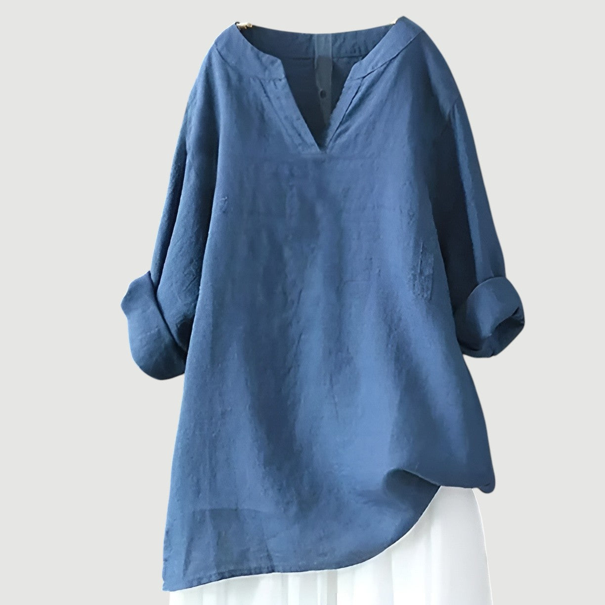 Women's Casual Blouse Rolled Up Sleeves - VibreMode