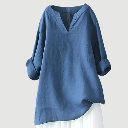 Women's Casual Blouse Rolled Up Sleeves - VibreMode