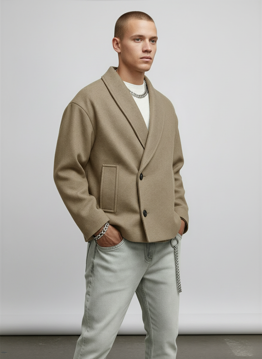 Men's Relaxed Fit Shawl Collar Jacket - VibreMode