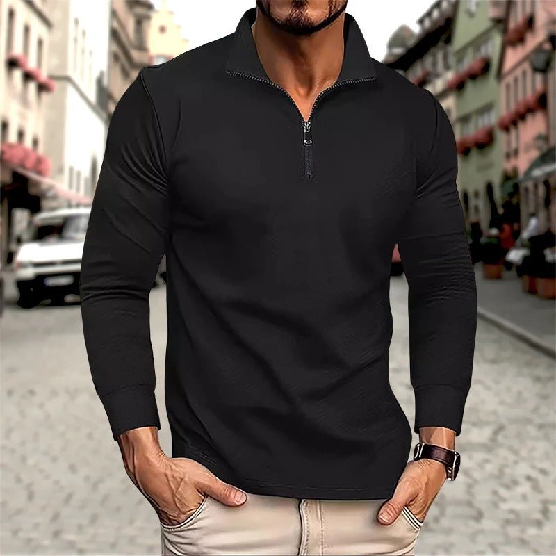 Ike Men's Long Sleeve Polo Shirt Zip-Up - VibreMode