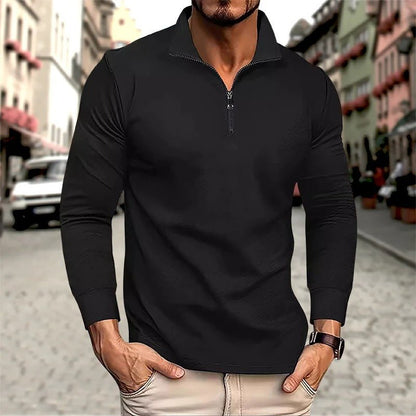 Ike Men's Long Sleeve Polo Shirt Zip-Up - VibreMode