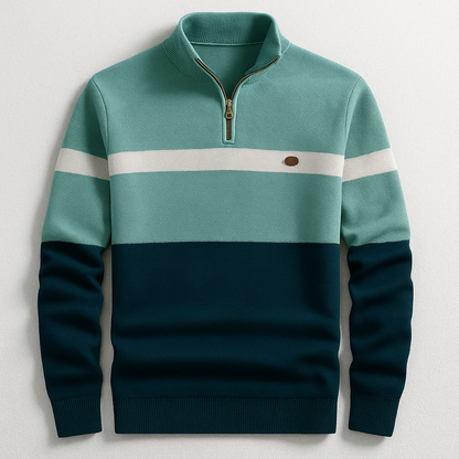 Men's Quarter Zip Sweater Stripe Design