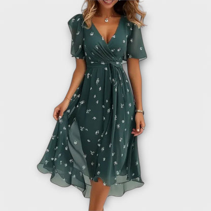 Women's Chic Floral Knee Length Dress - VibreMode