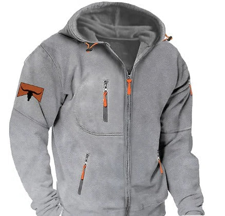 Men's Full-Zip Hoodie Cotton Casual Black - VibreMode
