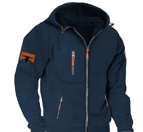 Men's Comfortable Full-Zip Hoodie with Hood - Everyday Casual Outer Layer
