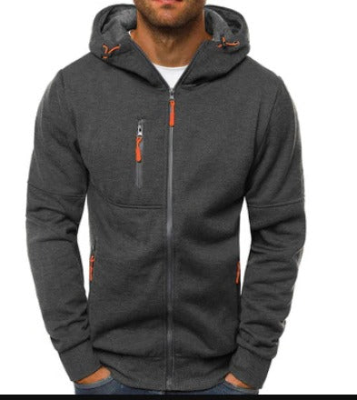 Men's Comfortable Full-Zip Hoodie with Hood - Everyday Casual Outer Layer
