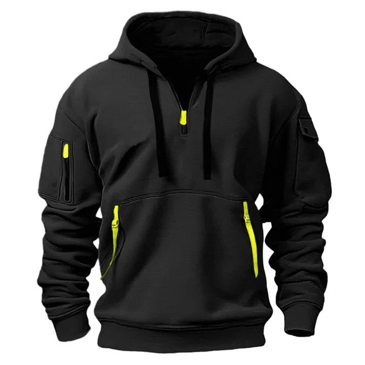 Men's Half-Zip Hoodie Adjustable Zipper Casual Pullover - VibreMode