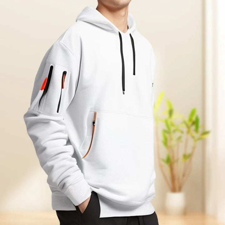 Men's Comfortable Half-Zip Hoodie with Adjustable Zipper - Everyday Casual Pullover