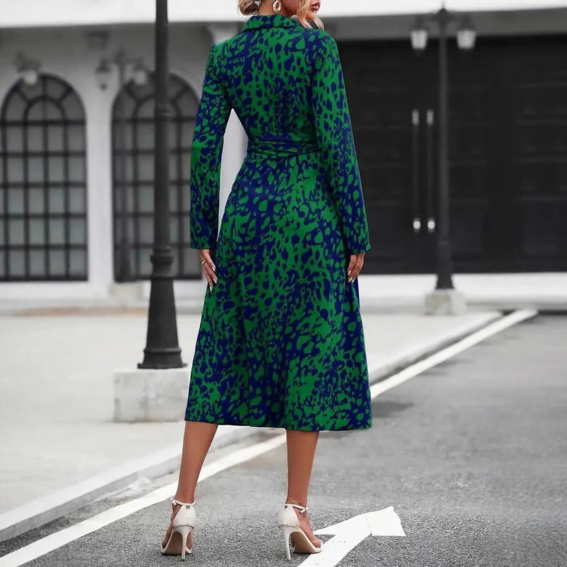 Valentina Women's Midi Shirt Dress Abstract Print Belted Cotton