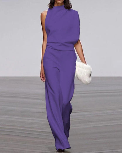 Women's Sleeveless Jumpsuit Wide Leg Ivory Formal