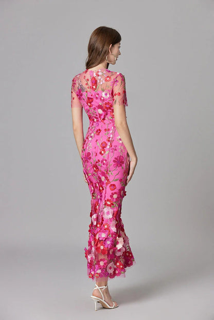 Women's Floral Mesh Sleeveless Maxi Dress