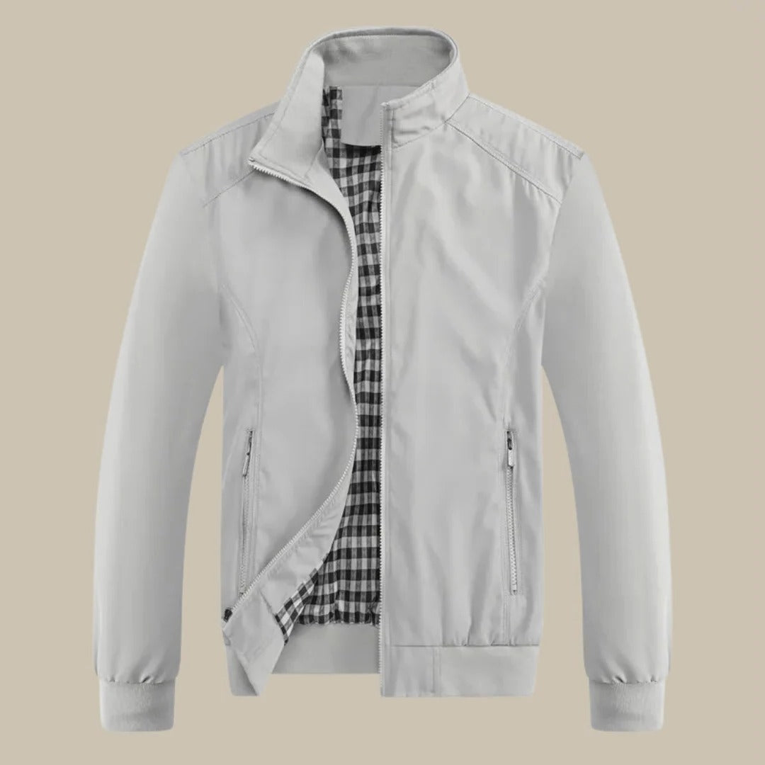 Men's High-Collar Summer Jacket: Structured Fit, Wind-Resistant, Versatile Outerwear