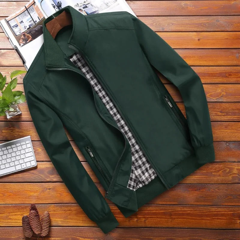 Men's High-Collar Summer Jacket: Structured Fit, Wind-Resistant, Versatile Outerwear