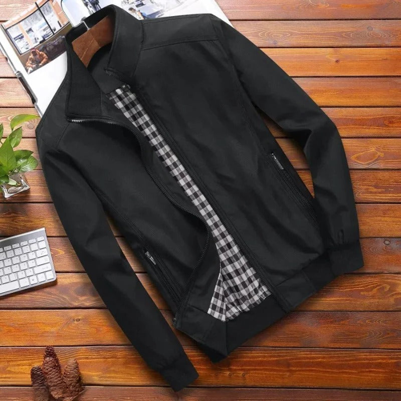 Men's High-Collar Summer Jacket: Structured Fit, Wind-Resistant, Versatile Outerwear