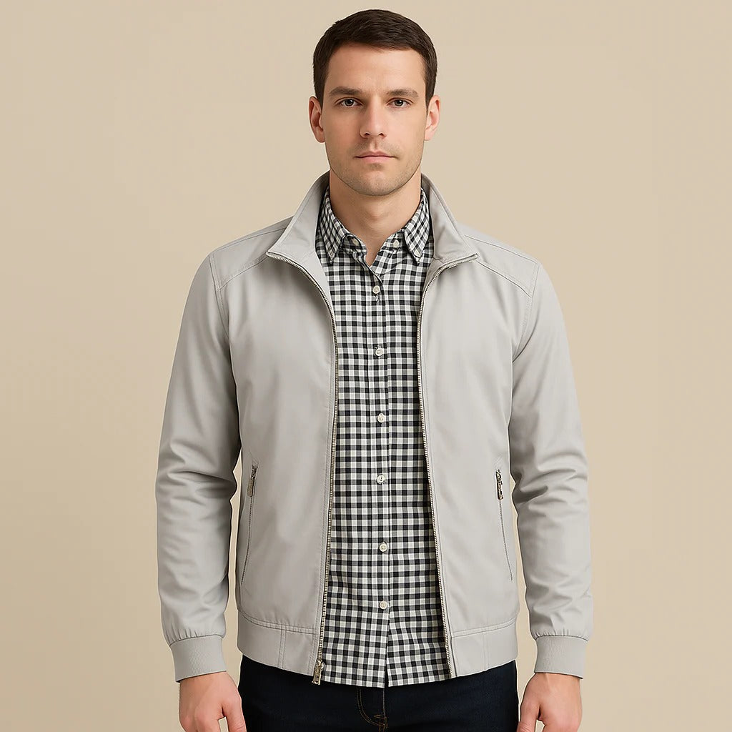 Men's High-Collar Summer Jacket: Structured Fit, Wind-Resistant, Versatile Outerwear