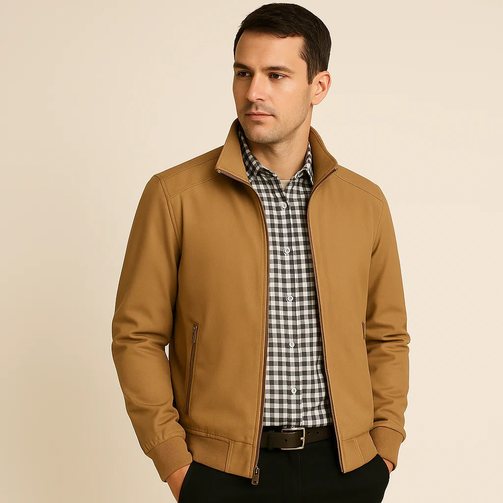 Men's High-Collar Summer Jacket: Structured Fit, Wind-Resistant, Versatile Outerwear