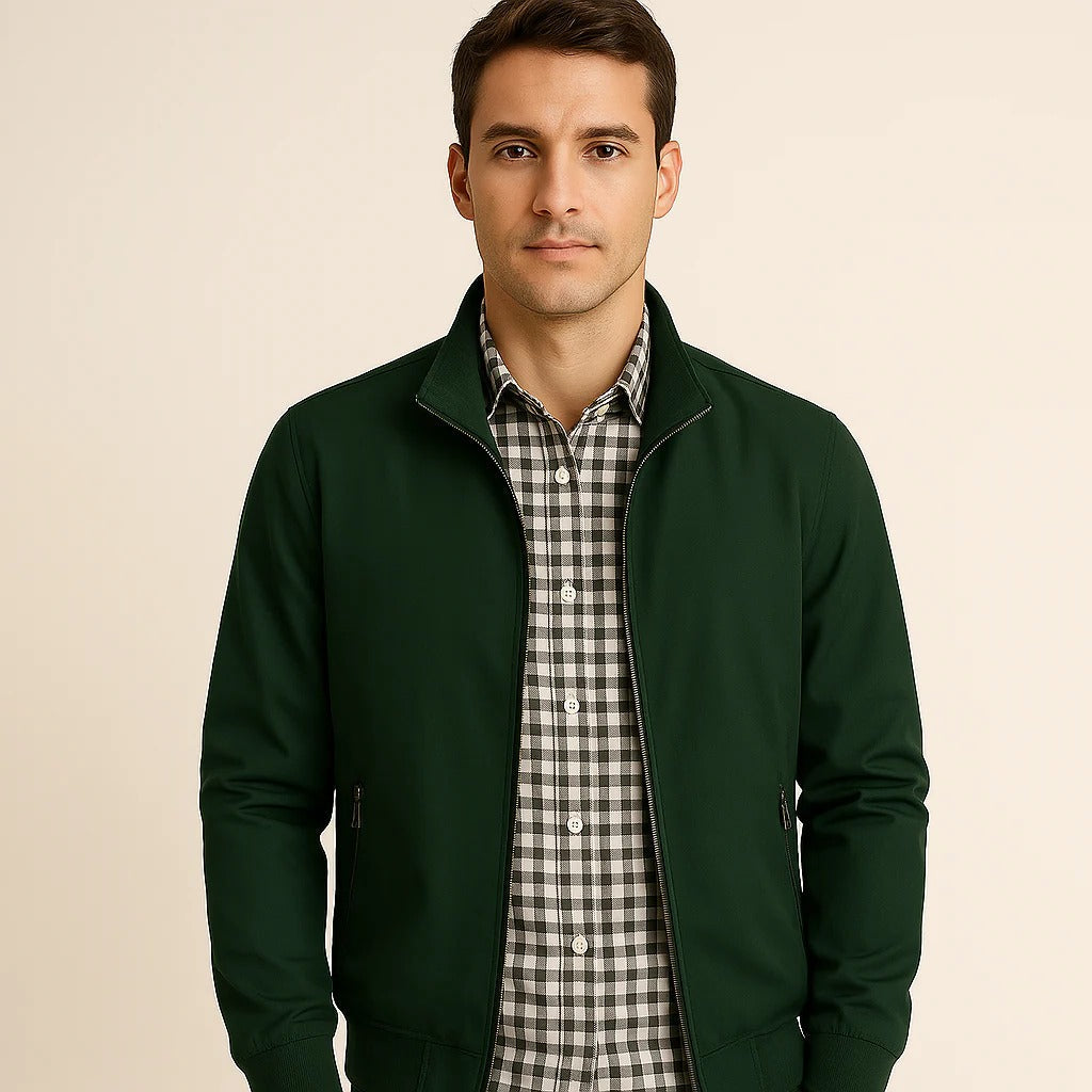 Men's High-Collar Summer Jacket: Structured Fit, Wind-Resistant, Versatile Outerwear