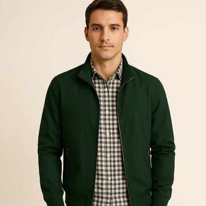 Men's High-Collar Summer Jacket: Structured Fit, Wind-Resistant, Versatile Outerwear