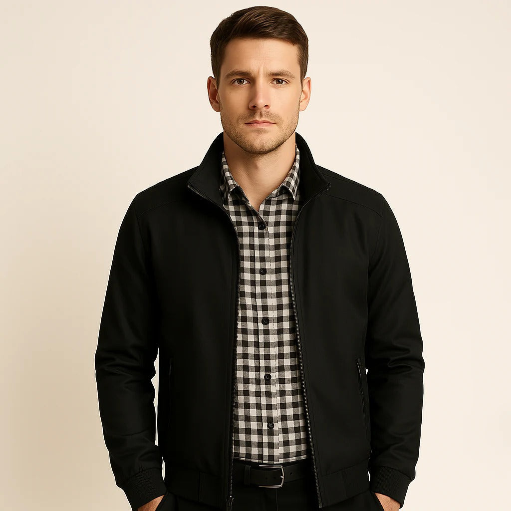 Men's High-Collar Summer Jacket: Structured Fit, Wind-Resistant, Versatile Outerwear