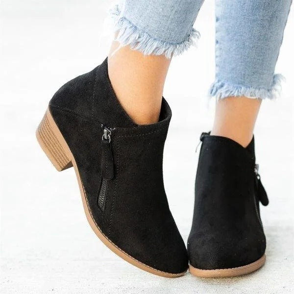 Comfortable Womens Suede Low Heel Ankle Boots