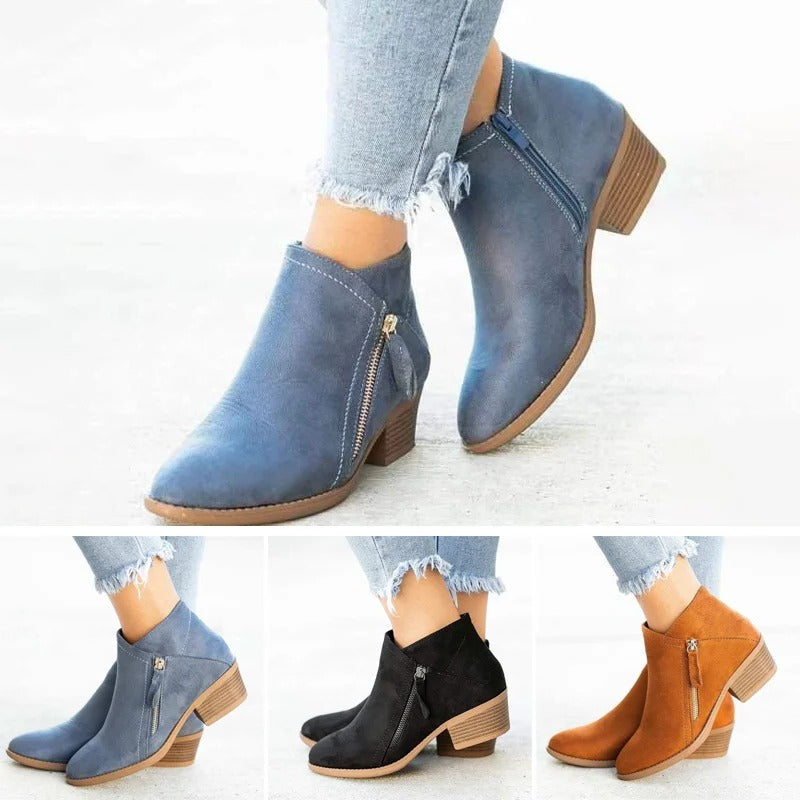 Comfortable Womens Suede Low Heel Ankle Boots