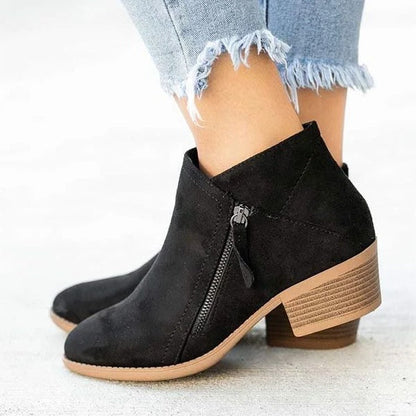 Comfortable Womens Suede Low Heel Ankle Boots