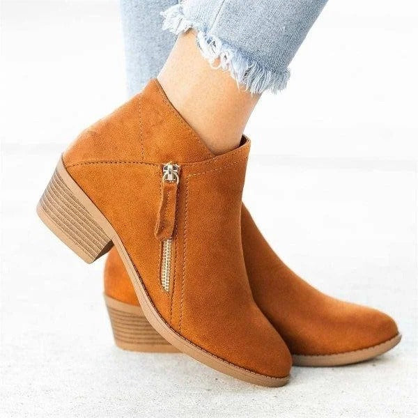 Comfortable Womens Suede Low Heel Ankle Boots