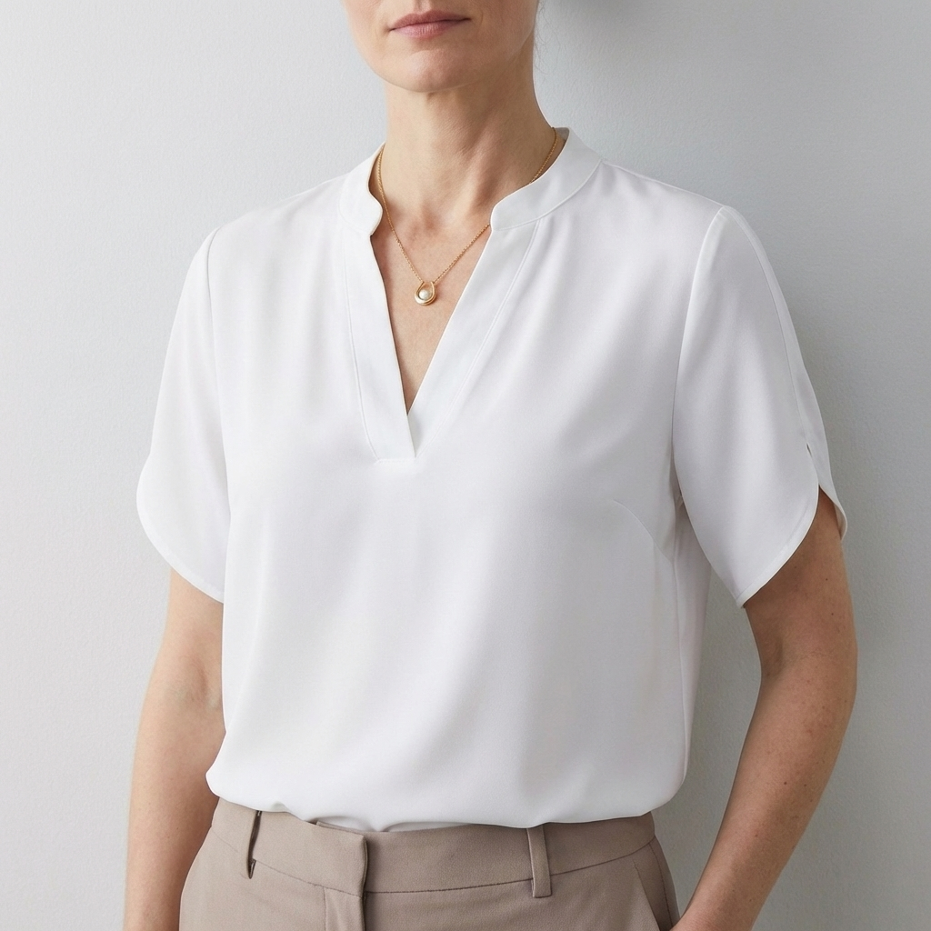Women's Relaxed V-Neck Blouse Split Sleeves - VibreMode