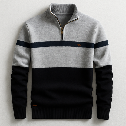 Men's Quarter Zip Sweater Stripe Design