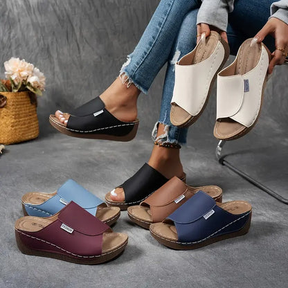 Women's Leather Sandals Mesh Arch Support Summer - VibreMode
