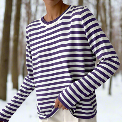 Women's Striped Cotton Long Sleeve T-Shirt